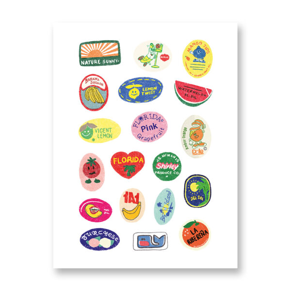 Fruit stickers - Illustrazione di Supercandystudio – card 13×18 cm