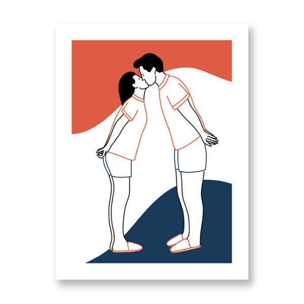 First Kiss - illustrazione di Sophie Villa, Stampa Fine Art